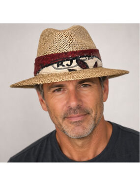 Ron Jon Surf Shop Straw Men's Hat One Size Beige Red